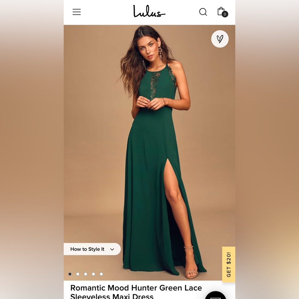 NWT Lulus Hunter green floor length dress